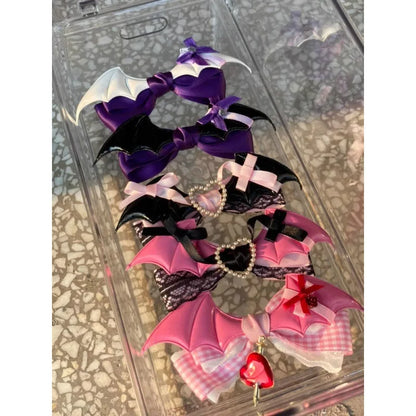 Lolita Lace Bow Hair Clip - Black Pink Sweet Girl Hairpin