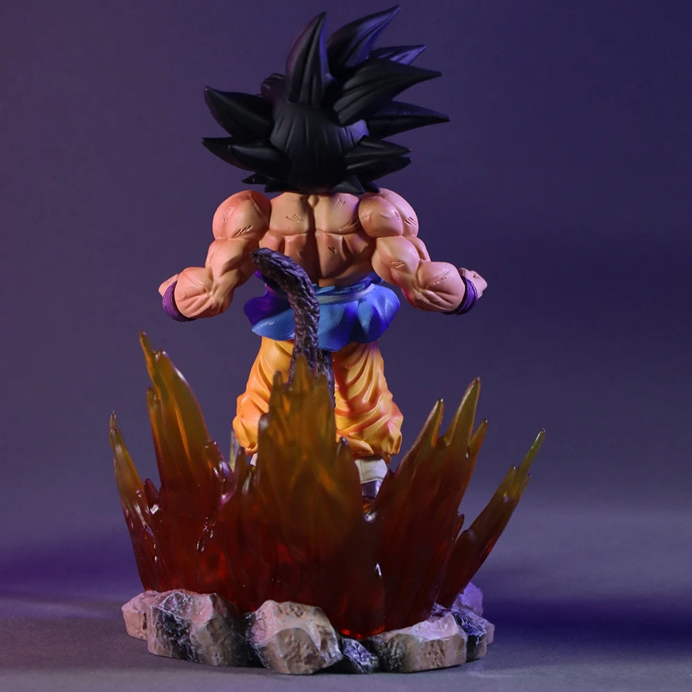 BANDAI 19cm Dragon Ball SHK Kai Ape Series No.2 Goku Figure — Glow Black Hair Super Four PVC Anime Model Collectible Ornament