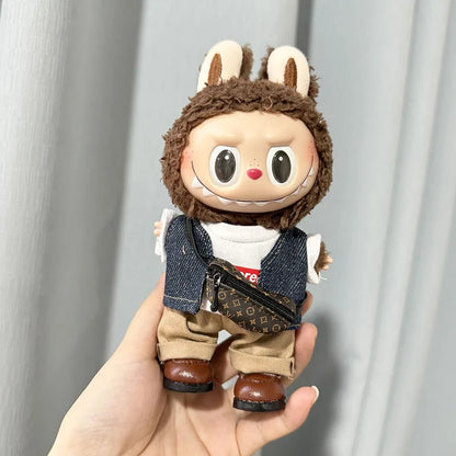 17cm Lovely Labubu Doll Clothes - First & Second Generation Supreme Clothing Set, Multi-Color Outfits