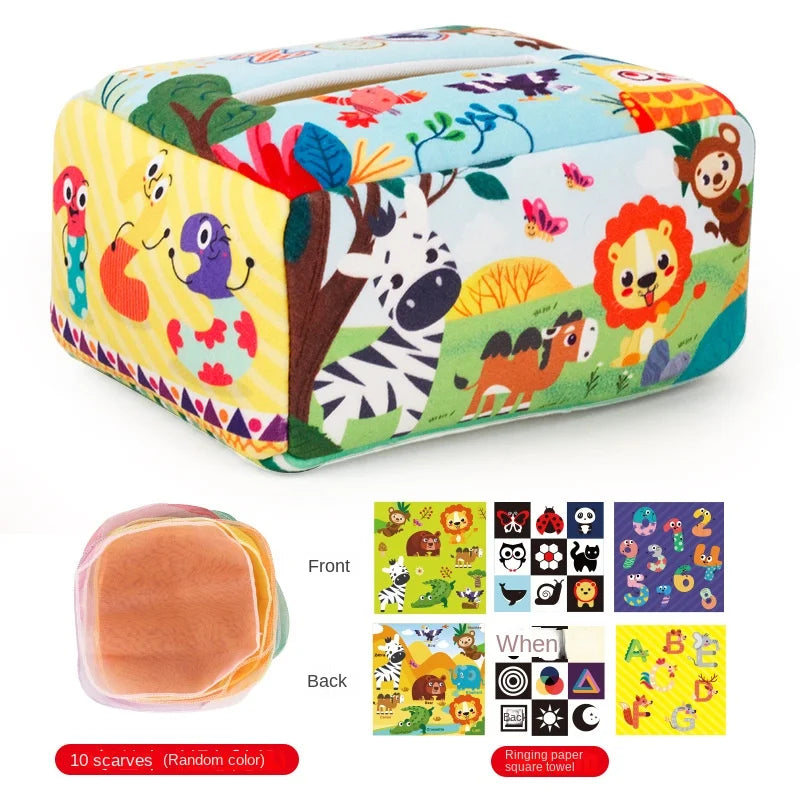 Baby Montessori Magic Tissue Box – Educational Sensory Learning Activity Toy for Kids, Finger Exercise Busy Board