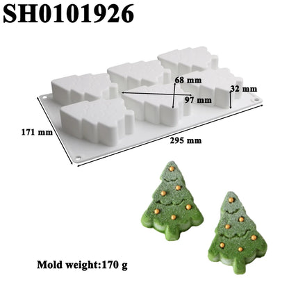 Christmas Silicone Cake Molds — Tree, Snowflake & Hat Shapes for Mousse, Chocolate & Holiday Baking