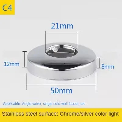 2Pcs Stainless Steel Faucet Decorative Cover – 1/2" & 3/4" Water Pipe Connector Heightening Valve Panel for Kitchen & Shower Faucet Accessories