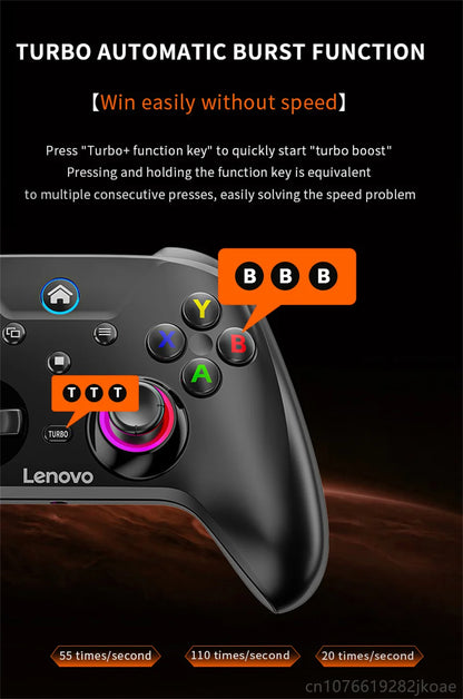 Lenovo S02 Wireless Bluetooth RGB Controller - Multi-Function Gamepad for Nintendo Switch OLED, Switch Lite, PC & Mobile