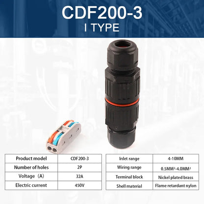 IP68 Waterproof Quick Wire Connector I/T Shape – 2/3/5 Pin Solderless LED Outdoor Electrical Junction Box, Rainproof Cable Connector