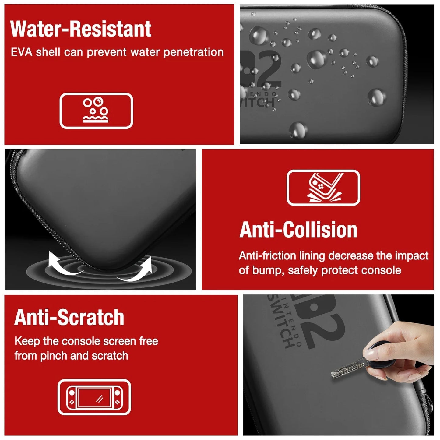 Slim Waterproof EVA Hard Shell Travel Carrying Case for 2025 Switch 2 Accessories – Protective Storage Hand Bag
