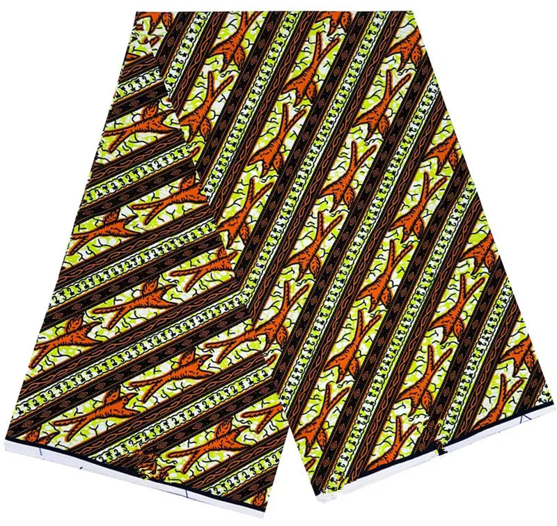 Cotton Batik Ankara Fabric - 100% African Wax Print Bronzing Golden Fabric 6 Yards for Dresses & Crafts