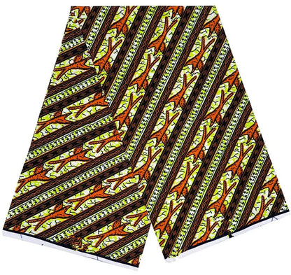 Cotton Batik Ankara Fabric - 100% African Wax Print Bronzing Golden Fabric 6 Yards for Dresses & Crafts