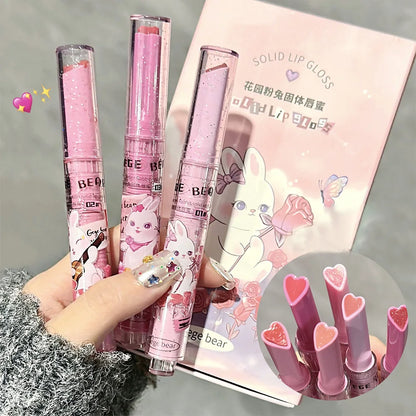 Gege Bear Pink Rabbit Lip Gloss — Moisturizing, Long-Lasting Watery Colored Lip Balm