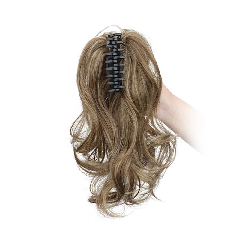 Synthetic 12-Inch Curly Claw Clip Ponytail – Short Ponytail Extensions for Women, Black Brown Blonde Hairpiece