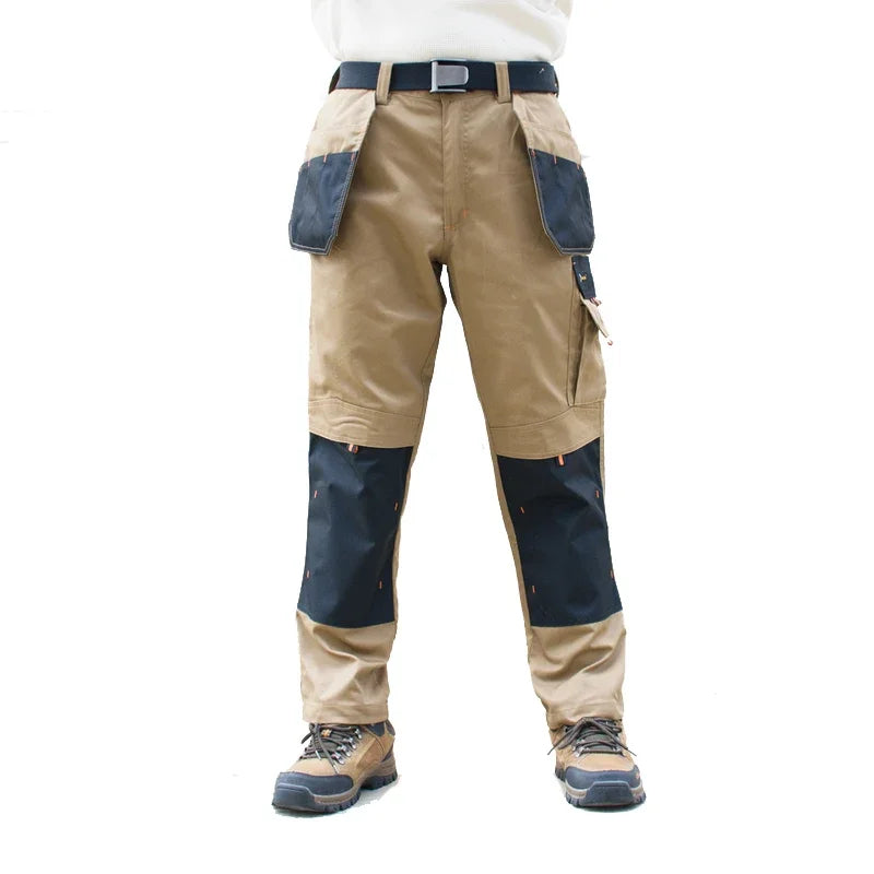 Men’s Safari Style Multi-Pocket Cargo Work Pants – Straight Fit Wear-Resistant Outdoor Tactical Trousers with Utility Pockets