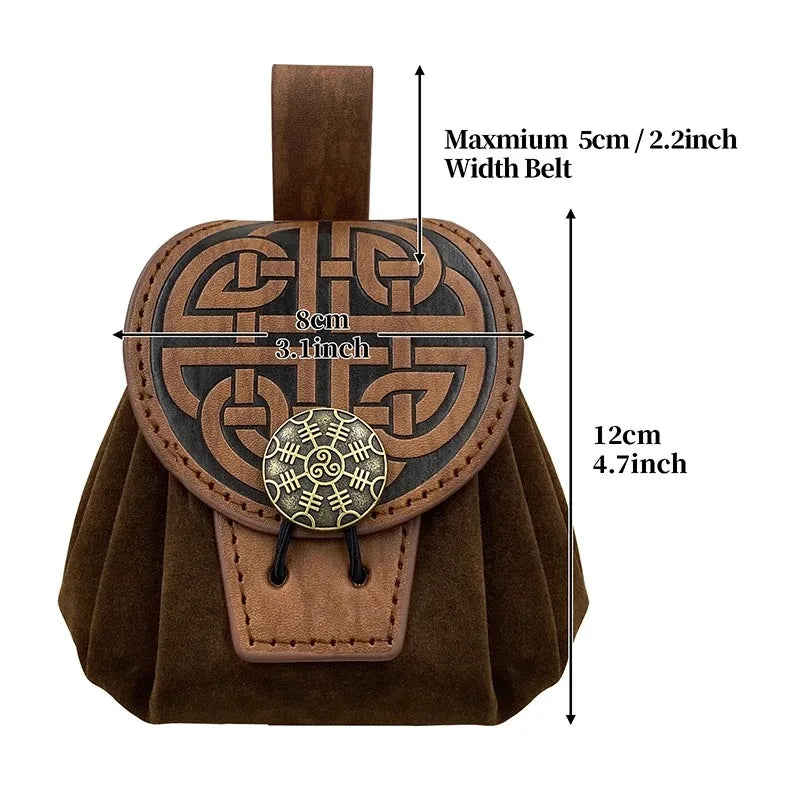 Steampunk PU Leather Fanny Pack for Men – Medieval Cosplay Waist Bag, Coin Purse, Hip Belt Bag
