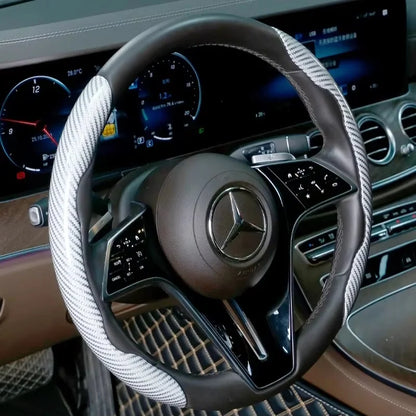 Carbon Fiber Silicone Steering Wheel Cover - Non-Slip Microfiber Leather Universal Car Wheel Protector 2/3PCS