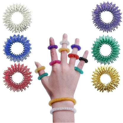 10pcs Hot Sale Sujok Finger Massage Rings – Gold Acupuncture Health Care Body Massager
