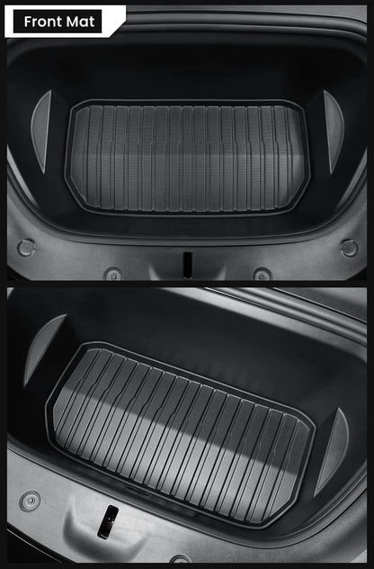 Tesla Model 3/Y Front & Rear Trunk Mats – Upgrade TPE Protective Cargo Liner & Storage Box Floor Pads