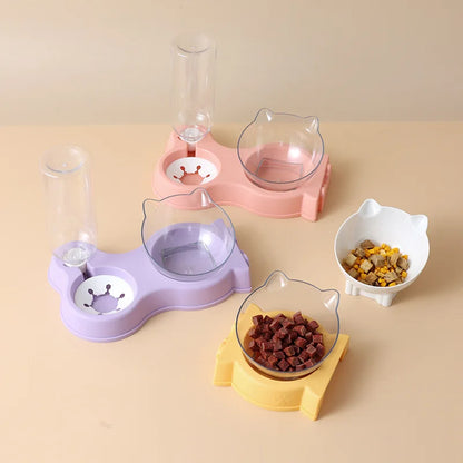 Automatic Pet Feeder & Water Fountain: All-in-One Splice Bowl for Cats and Dogs - Raised Standing Dish for Convenient Feeding