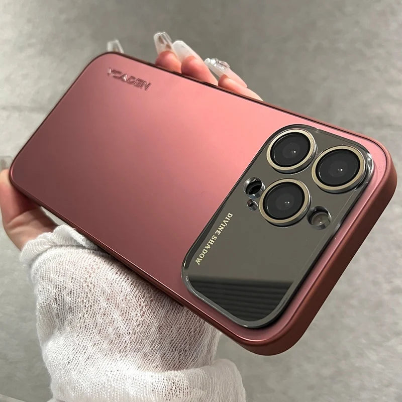Luxury Mirror Glass iPhone Case - AG Matte Shockproof Protective Cover for iPhone 11-17 Pro Max