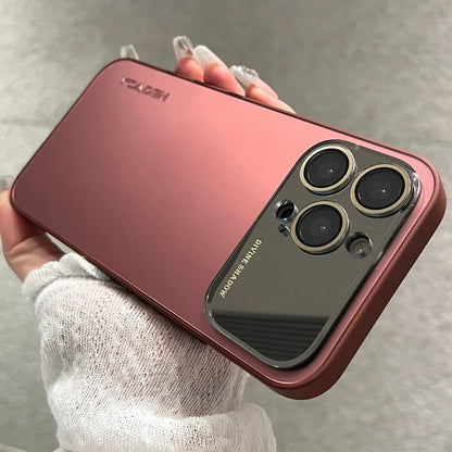 Luxury Mirror Glass iPhone Case - AG Matte Shockproof Protective Cover for iPhone 11-17 Pro Max