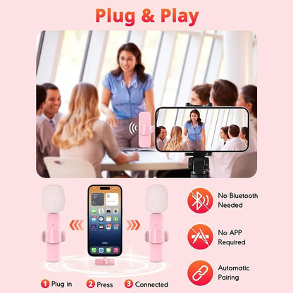 Wireless Lavalier Microphone - Mini Noise-Canceling Clip-On Mic for iPhone, iPad & Android Vlogging