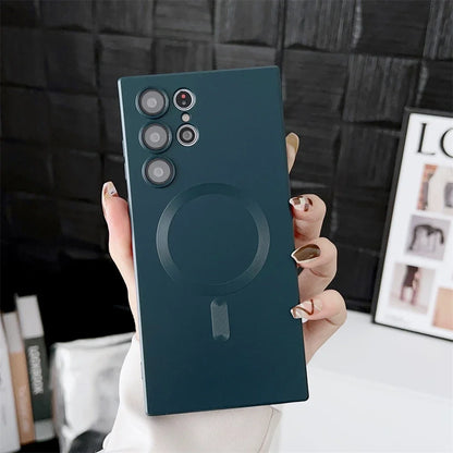 Luxury Matte Magnetic Case for Samsung S25/S24/S23/S22 Ultra & S21/S20 Plus – Magsafe Compatible Note 20 Ultra Phone Cover