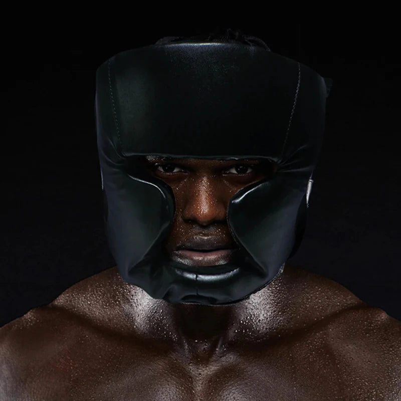 Full-Covered Boxing Helmet - Thickened Head Protector for Men & Women - Karate, Muay Thai, Taekwondo Training Head Guard