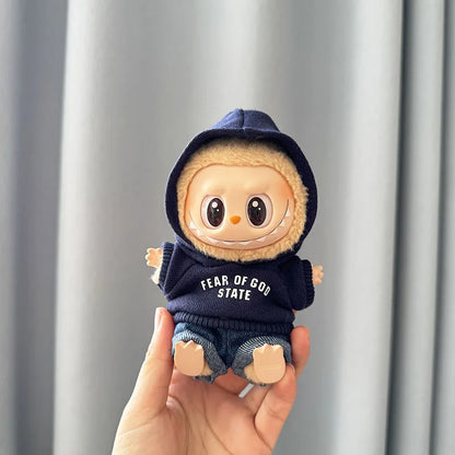 17cm Labubu Idol Dolls Clothes - Kpop EXO DIY Accessories, Cute Mini Plush FEAR Hoodie Se