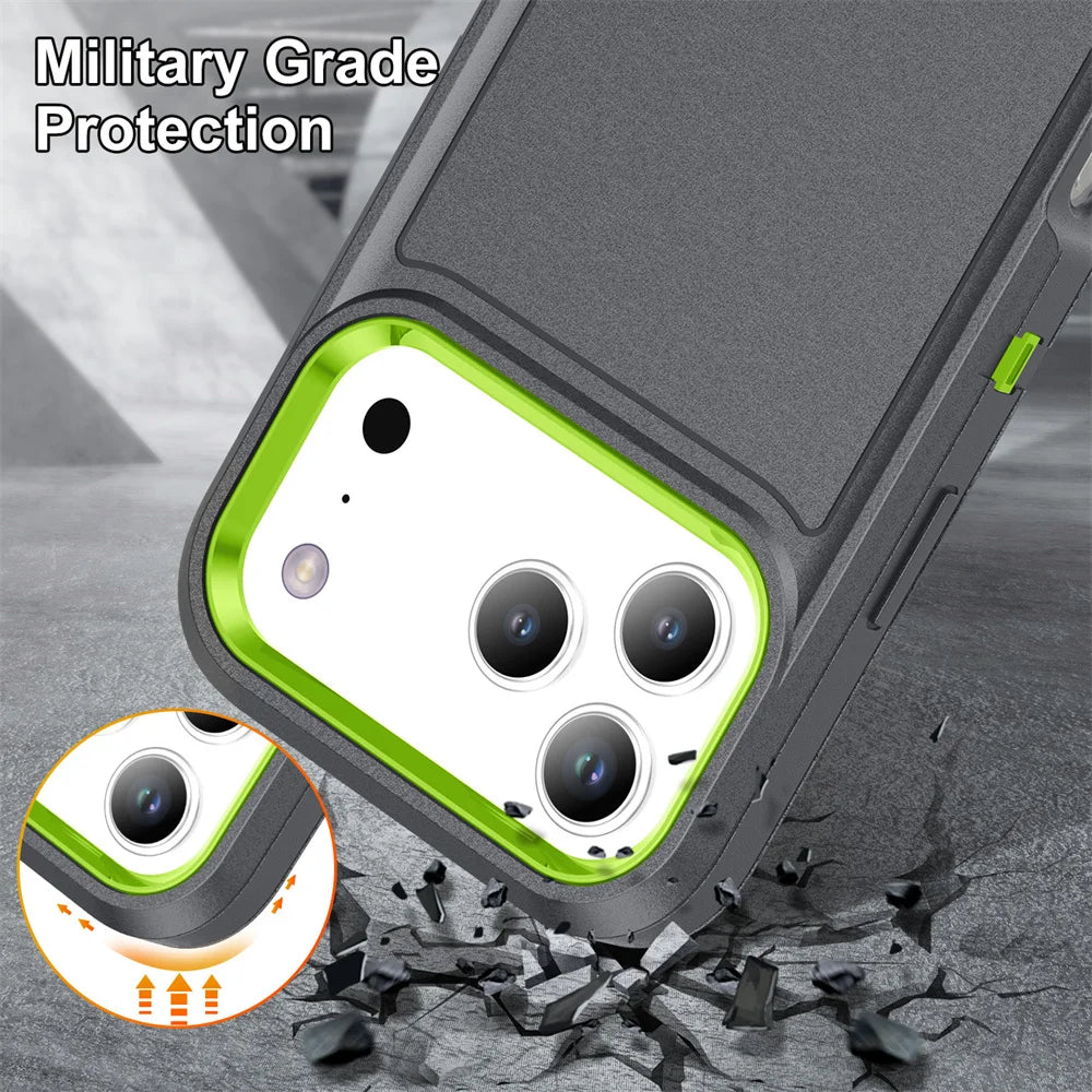 Heavy Duty Armor Phone Case for iPhone – Shockproof Stand Cover with Kickstand for iPhone 11 to 17 Series