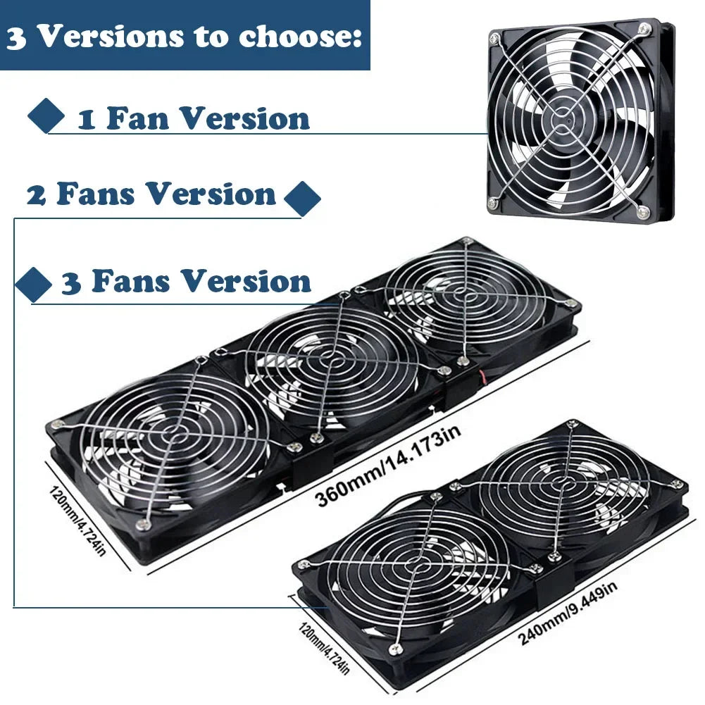 120mm 3000RPM Cooling Fan with Controller – 12V/220V Server, BTC Machine, Workstation Cabinet Radiator Fan