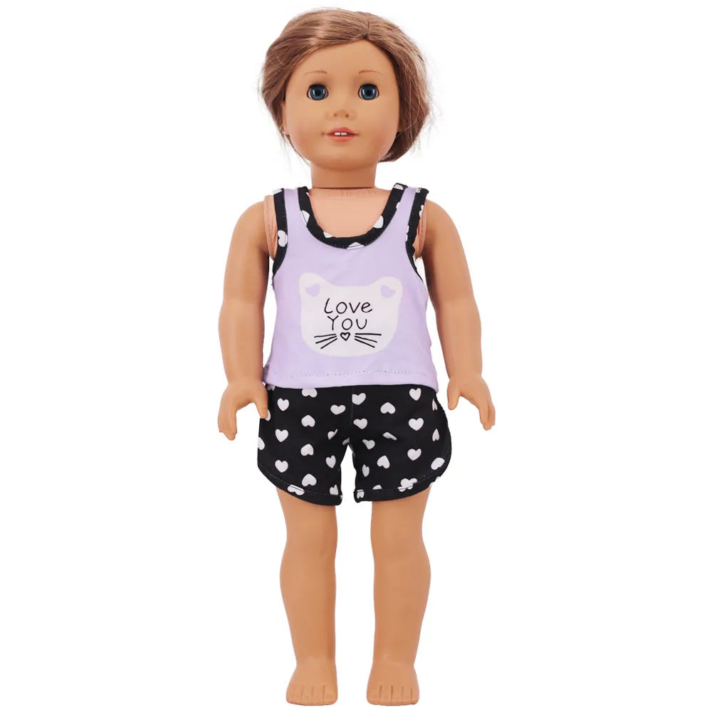 18-Inch Doll Nightdress Outfit — Purple Series Clothes for American & 43CM Baby Dolls, Our Generation Doll Gift