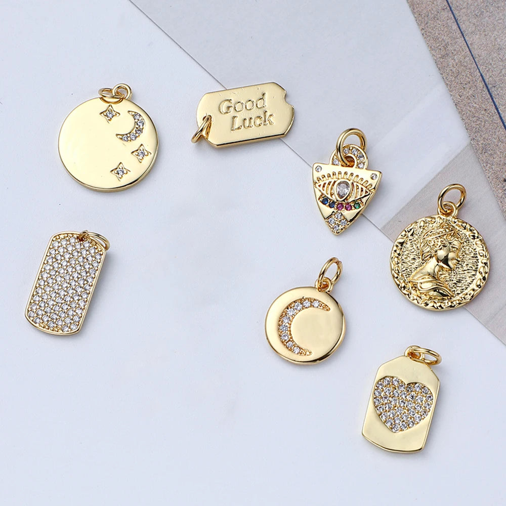 Gold Color Heart, Eye & Star Charms for Jewelry Making – DIY Angel Evil Eye Pendants for Earrings & Necklaces