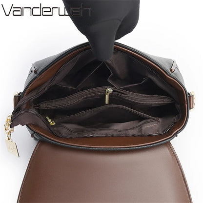 2024 Women’s Small Leather Shoulder Bag – High-Quality Solid Color Designer Crossbody Messenger Bag