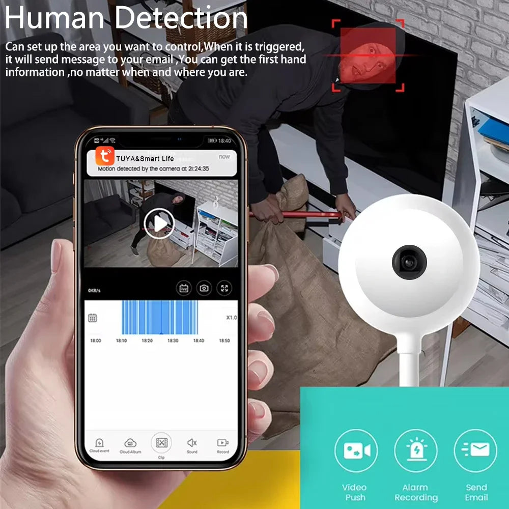 5MP Mini WiFi Security Camera 2K – Indoor Baby Monitor Wireless USB IP Cam with AI Auto Tracking (Tuya)