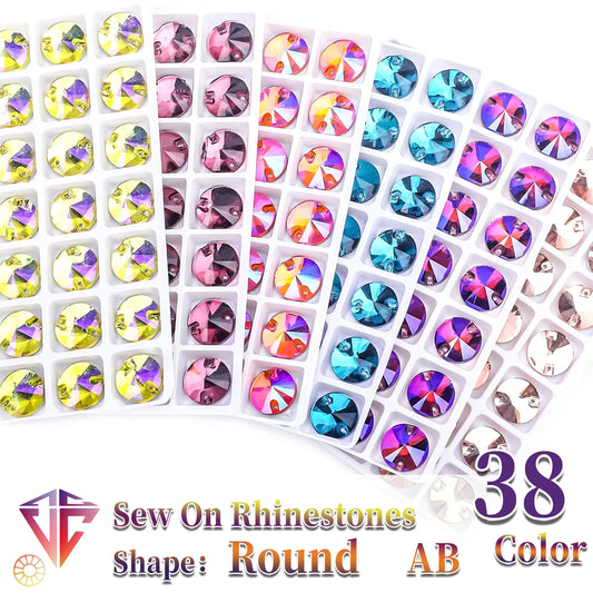 Crystal Rhinestone Flatback Beads - AB Round Shell Gems for DIY Crafts, Clothing & Wedding Decoration