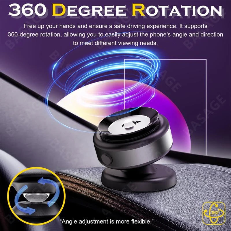 Car Magnetic Vacuum Adsorption Bracket - 360° Rotating Aluminum Alloy Phone Holder for 4.7-inch & Larger Smartphones