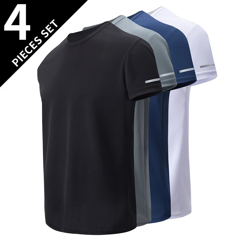 Men’s Summer Quick Dry T-Shirt - Solid Color Short Sleeve Sports Shirt for Running & Casual Wear