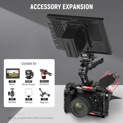NEEWER Top Handle and NATO Rail Kit – Comfort Silicone Grip with Quick Release NATO Clamp for DSLR Camera Cage and Video Rig