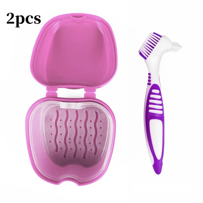 Dental Retainer Storage Case - 2-Piece Orthodontic Mouth Guard and Denture Organizer Box for Oral Care Accessories