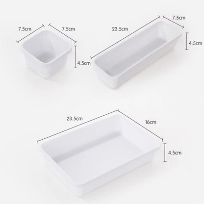 8Pcs Adjustable Drawer Organizer Set – Multi-Purpose Storage Trays for Makeup, Cosmetics, Jewelry, Kitchen & Bathroom Dividers