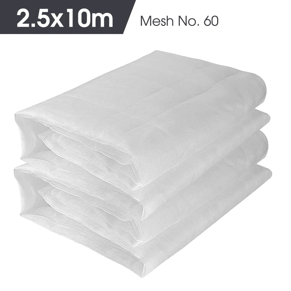 White 60 Mesh Garden Insect Netting – Greenhouse Protection Cover for Plants, Vegetables, Pest & Bird Control