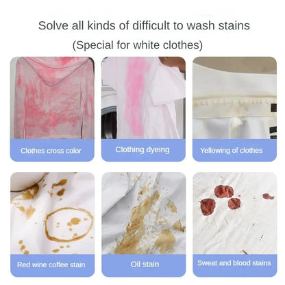 110-250g White Clothes Oxygen Bleach — Laundry Stain Remover, Oil Stain Cleaner & Whitening Detergent for Clothing