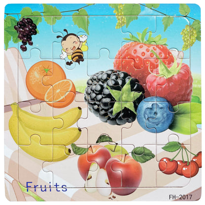 20-Piece Wooden Puzzle Set — Cartoon Animals, Cars, Letters & Numbers Educational Jigsaw Toys for Kids