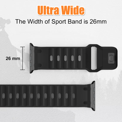 Sport Silicone & Stainless Steel Strap for Apple Watch — Fits Ultra 2 & Series 10/9/8/7/SE (44–49mm)