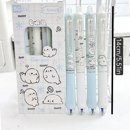 4-Pack Erasable Gel Pens - Blue and Black Ink Friction Pens with Side-Button Design for Kids, School and Studying