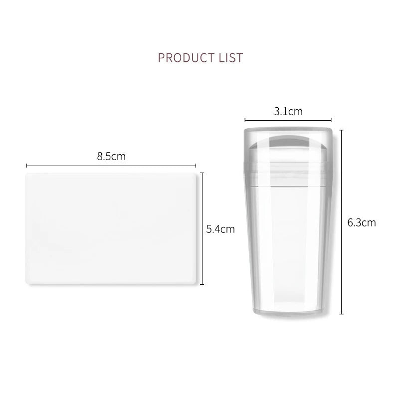 Clear Jelly Nail Stamper Set - Silicone Nail Art Stamp Tool with Scraper for Manicure Designs