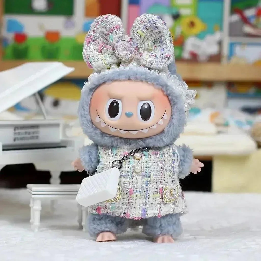 17cm Labubu Doll Clothes – Kpop EXO-Inspired Skirt & Sweater Outfit, V1 V2 Idol Clothing Gift