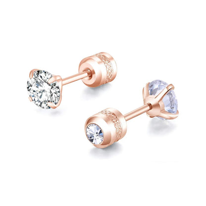 Medical Stainless Steel Crystal Zircon Ear Studs – Hypoallergenic Tragus & Cartilage Screw Piercing Earrings Jewelry