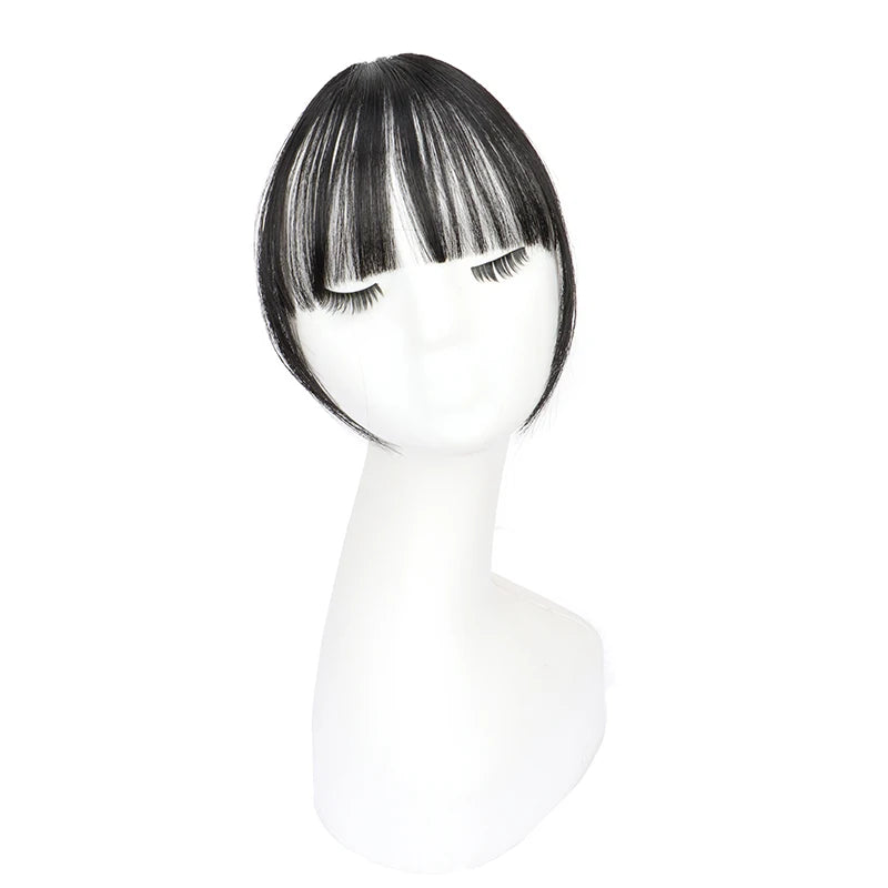 Synthetic Invisible Air Bangs Hair Extensions – Fake Front Fringe Hairpiece, Black & Brown Clip-In Bangs for Women