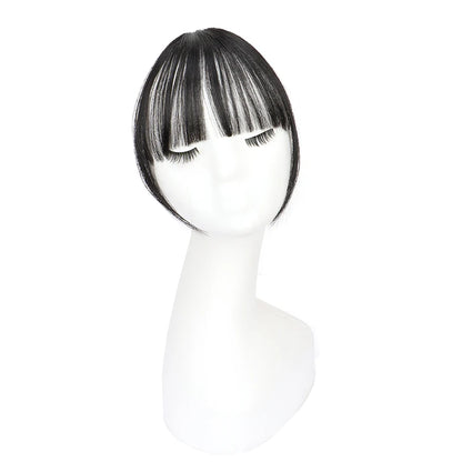 Synthetic Invisible Air Bangs Hair Extensions – Fake Front Fringe Hairpiece, Black & Brown Clip-In Bangs for Women