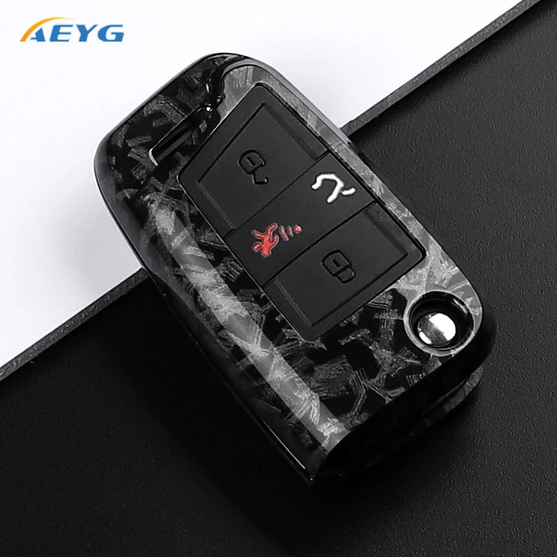 ABS Carbon Fiber Car Key Cover for VW, SEAT & Skoda – Fits Golf 7 MK7, Tiguan MK2, Ateca, Leon FR 2, Ibiza, Octavia