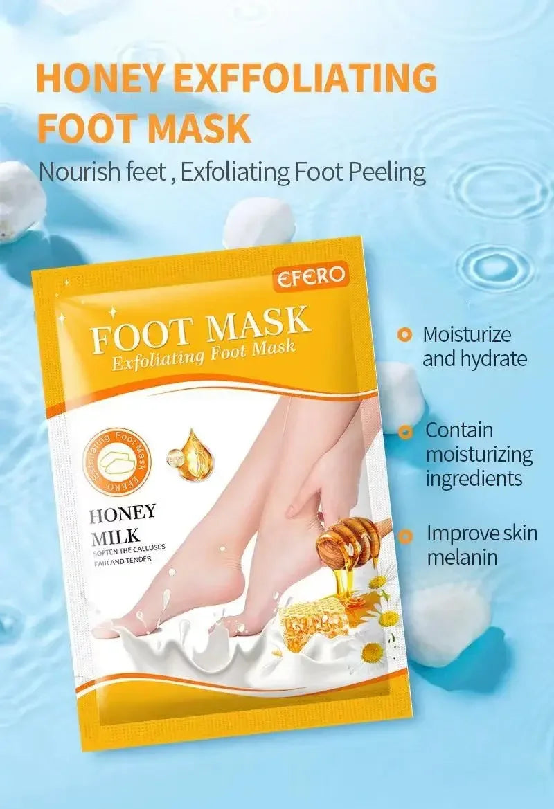 Honey Foot Mask – 1 Pair for Dead Skin & Callus Removal, Exfoliating Foot Treatment, Whitening Foot Spa & Skin Care Tool