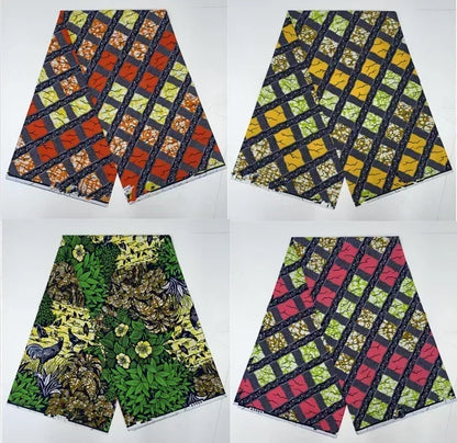 African Wax Print Fabric 6 Yards - Ghana Kente Design Ankara Kitenge Pagne